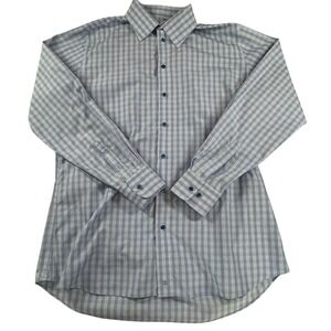 DAVID DONAHUE Dress Shirt Mens Size 18-34/35 Regular Cotton Plaid Check Collared